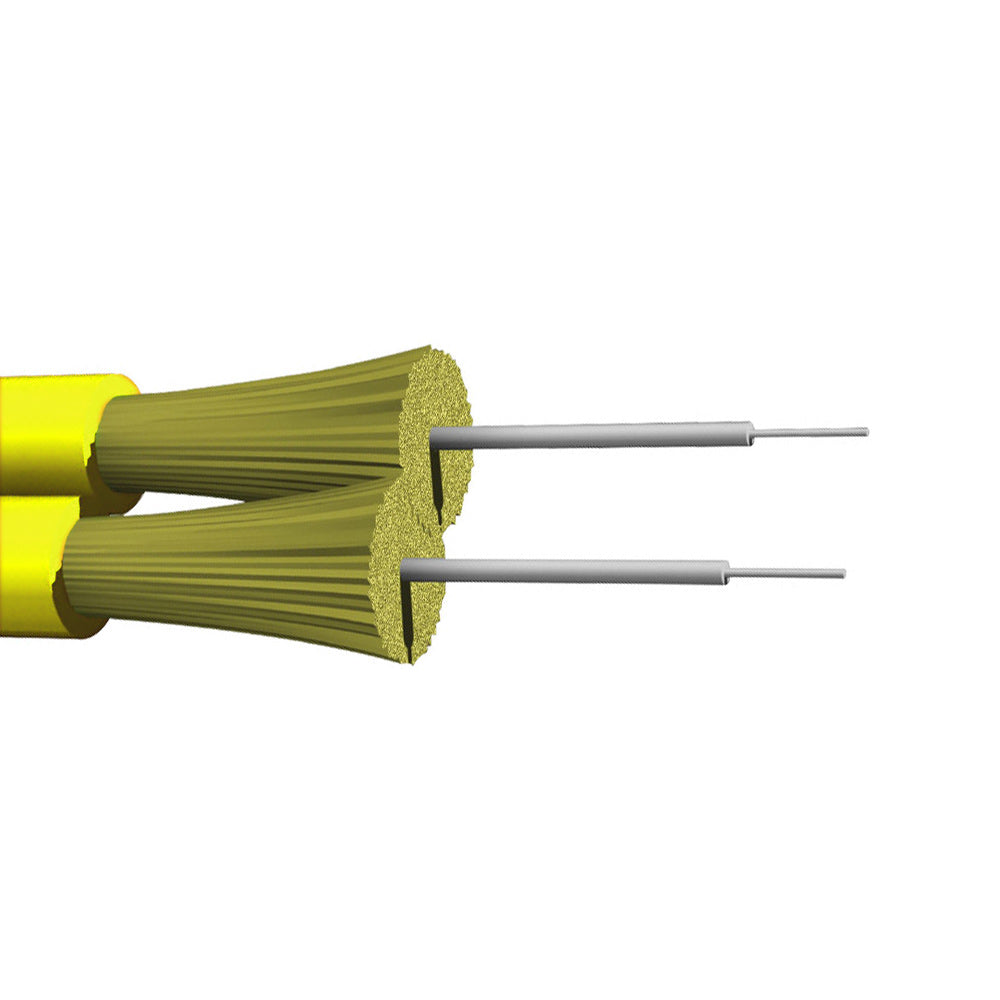 OS2 Singlemode 9 Micron (Corning) Duplex Fiber Zip Cord - 1.6mm Jacket - OFNP Plenum Fiber Bulk Cable (per meter) - 2-strand