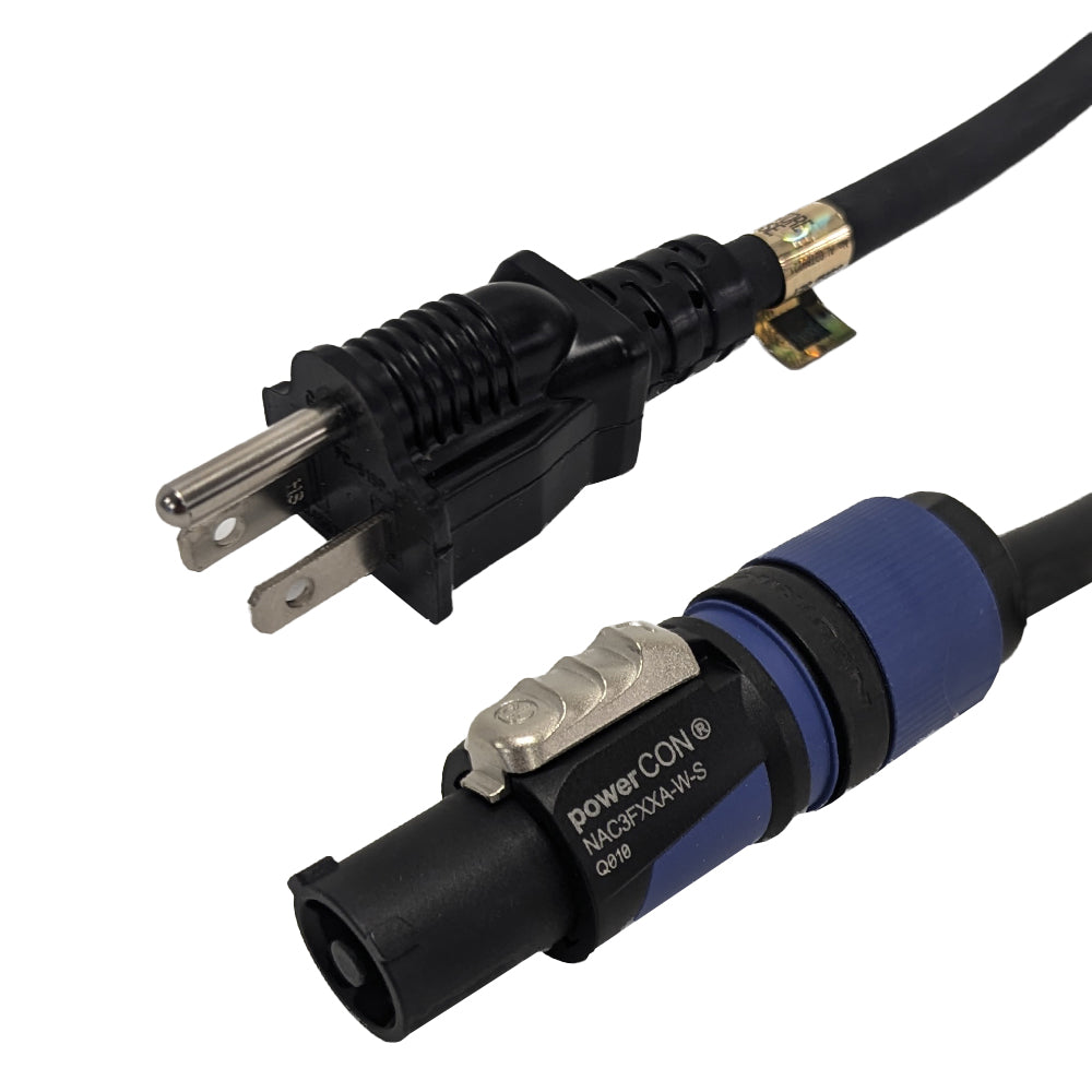 5-15P to PowerCON Blue AC Power-in 14AWG SJOW BLACK