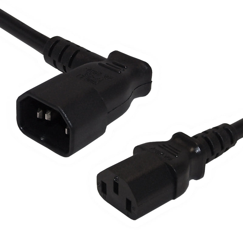 IEC C13 to IEC C14 Left Angle Power Cable - 18AWG - SJT Jacket