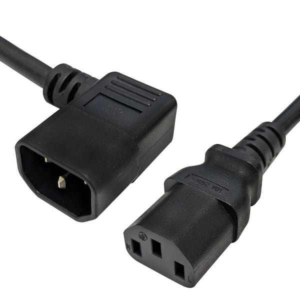 IEC C13 to IEC C14 Left Angle Power Cable - 18AWG - SJT Jacket