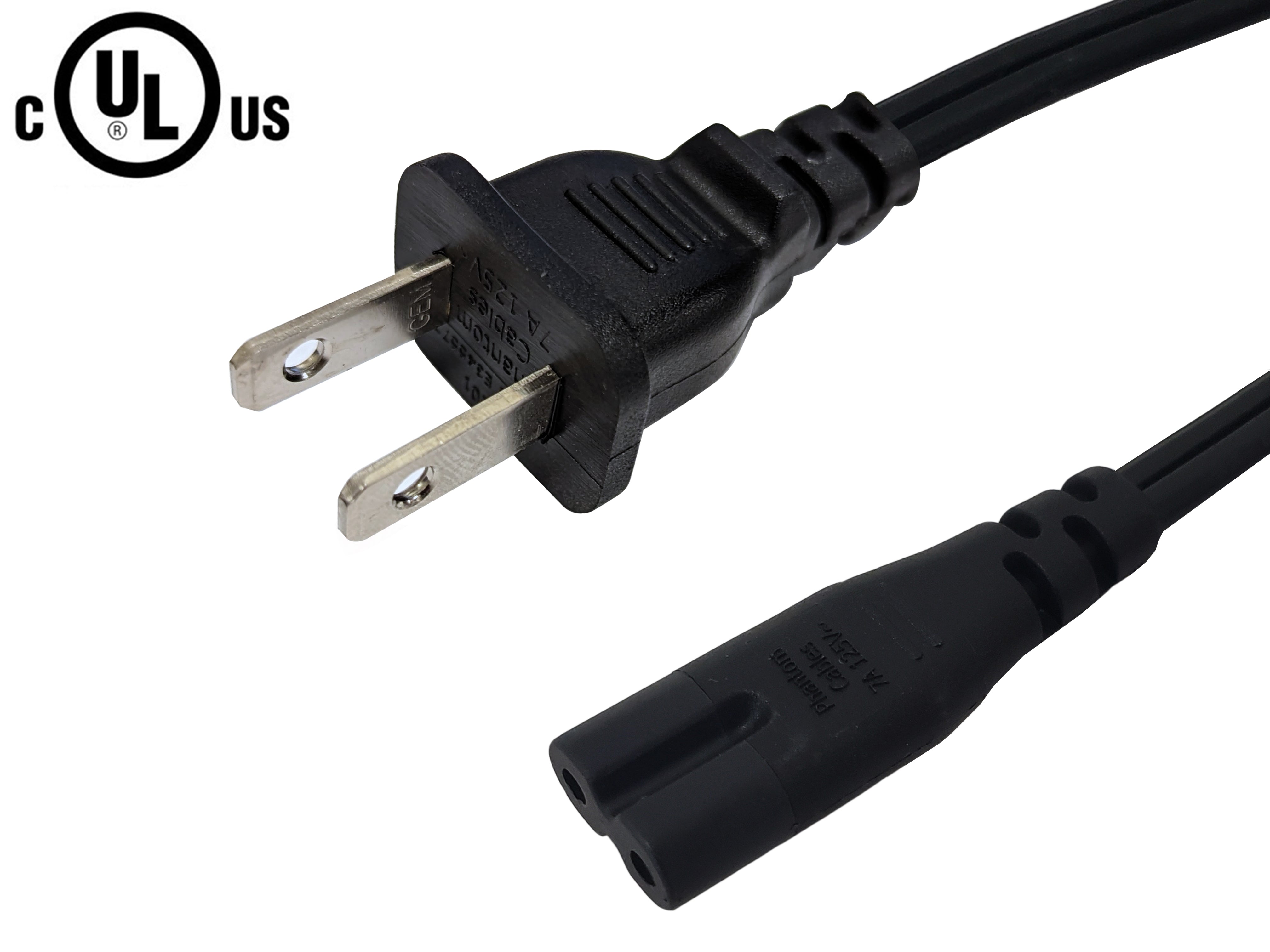 NEMA 115P to IEC C7 NonPolarized Power Cable 18AWG SPT2