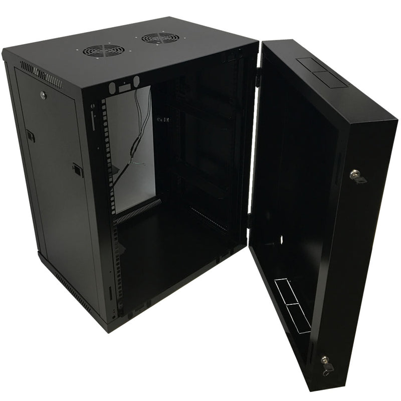 Wall Mount Swing-Out Cabinet 15U x 18.5 inch Usable Depth - Black