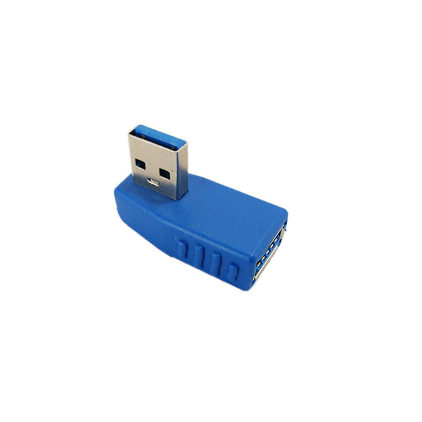 USB 3.0 Right Angle Male to A Female Adapter - Blue