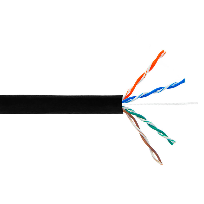 1000ft 4 Pair CAT5E 350Mhz UTP Solid UV / Direct Burial Bulk Cable - Black