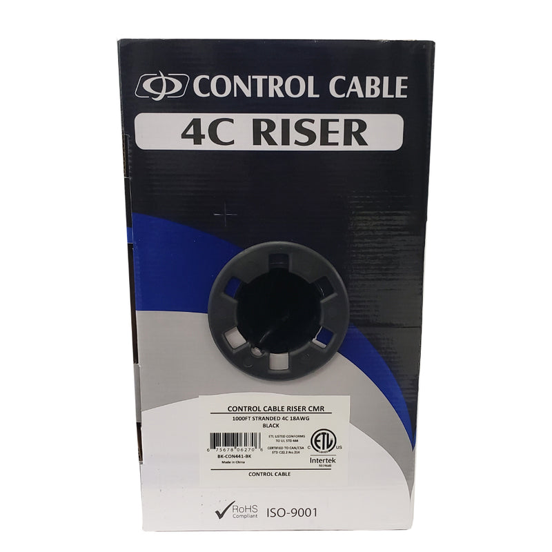 1000ft 4C 18AWG Stranded Control Cable CMR - Black