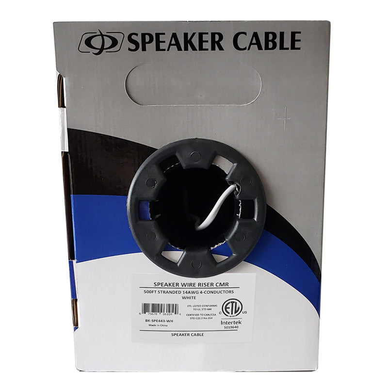 500ft 4C 14AWG In-Wall Bulk Speaker Cable CMR - White