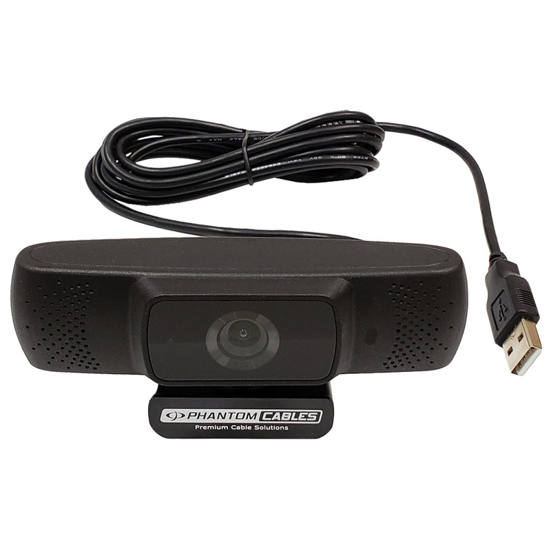 Phantom Cables Webcam 1920x1080p @30fps with Microphone USB 2.0 6ft Cable - Black