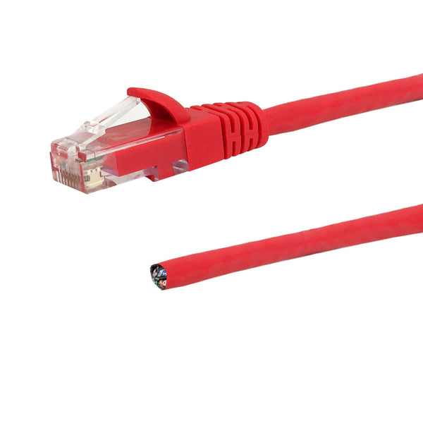 RJ45 to Blunt CAT5E Solid Pigtail Cable - Red