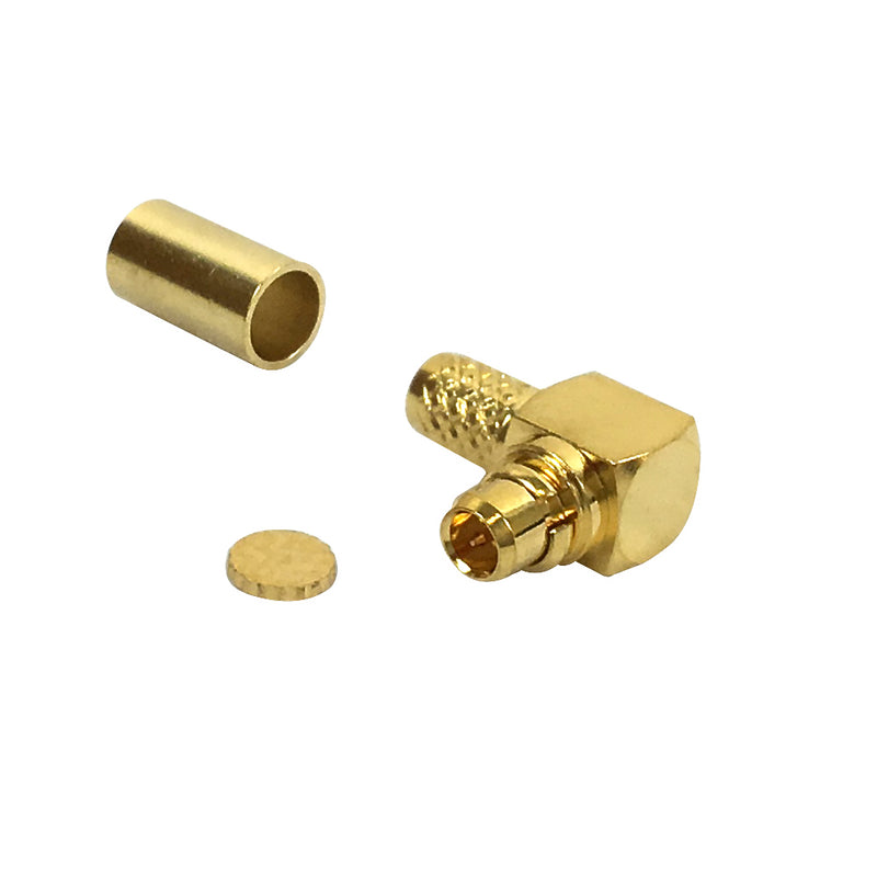 MMCX Male Right Angle Crimp Connector for RG174 LMR-100 50 Ohm