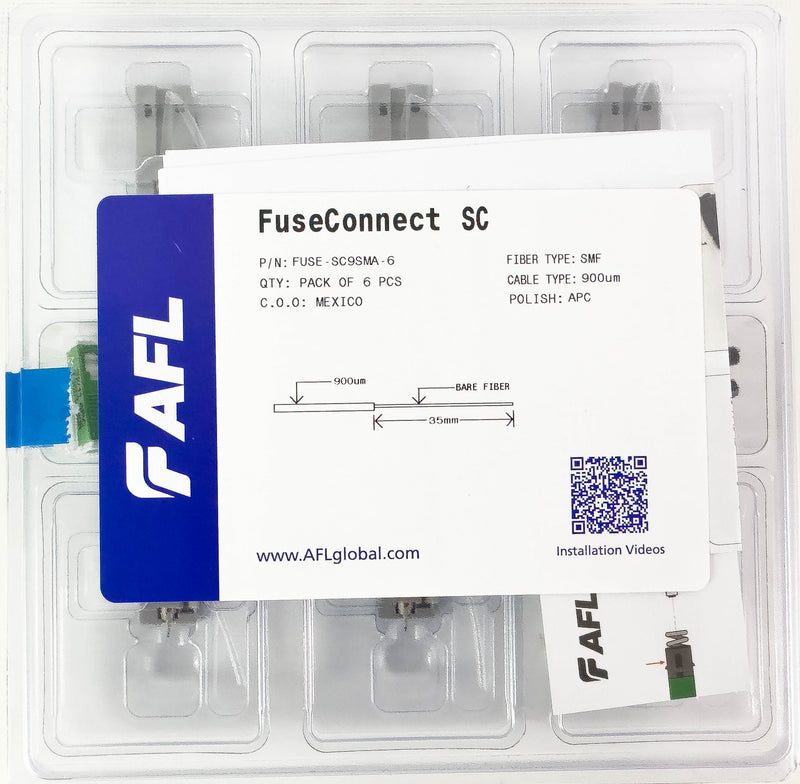 AFL FUSEConnect SC/APC SM Connector - 900um Green (6 pack)