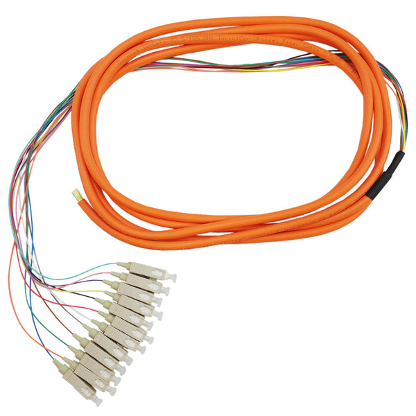 3m SC/PC 12-fiber Multimode 62.5µ OM1 Jacketed Pigtail 19inch 900um fan-out - OFNR