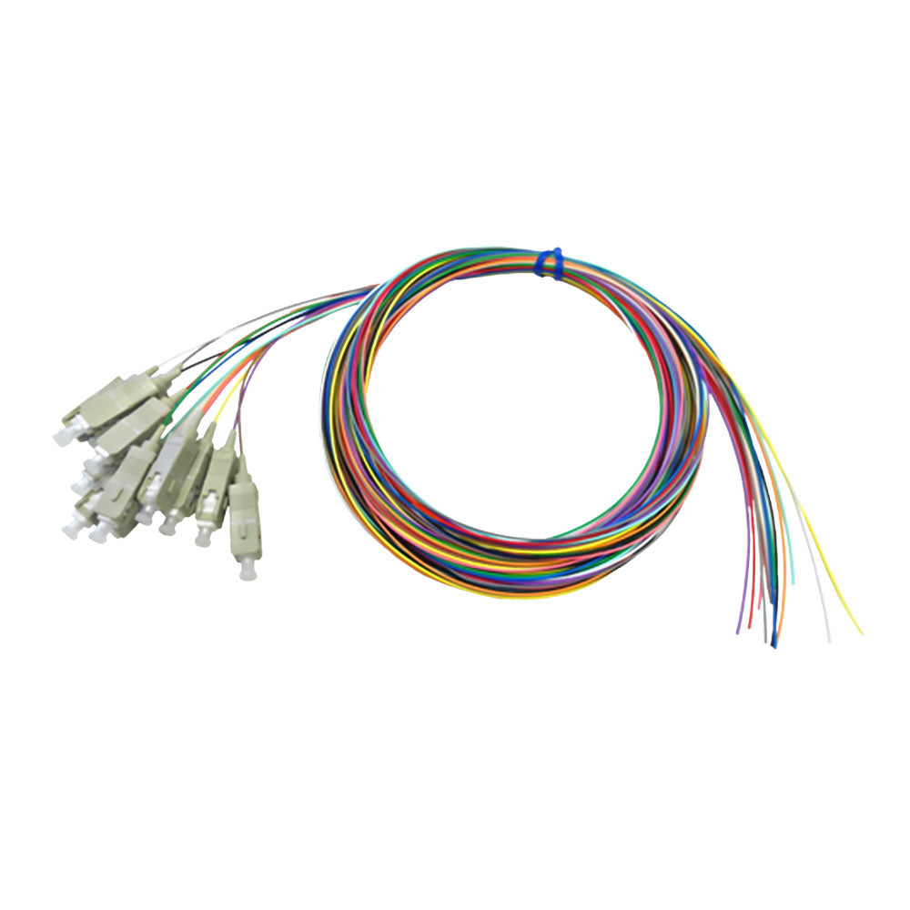 SC APC 12 Fibers OS2 Single Mode Unjacketed Color-Coded PVC (OFNR) 0.9mm Fiber Optic Pigtail SC APC 12 Fibers OS2 Single Mode Unjacketed Color-Coded PVC (OFNR) 0.9mm Fiber Optic Pigtail