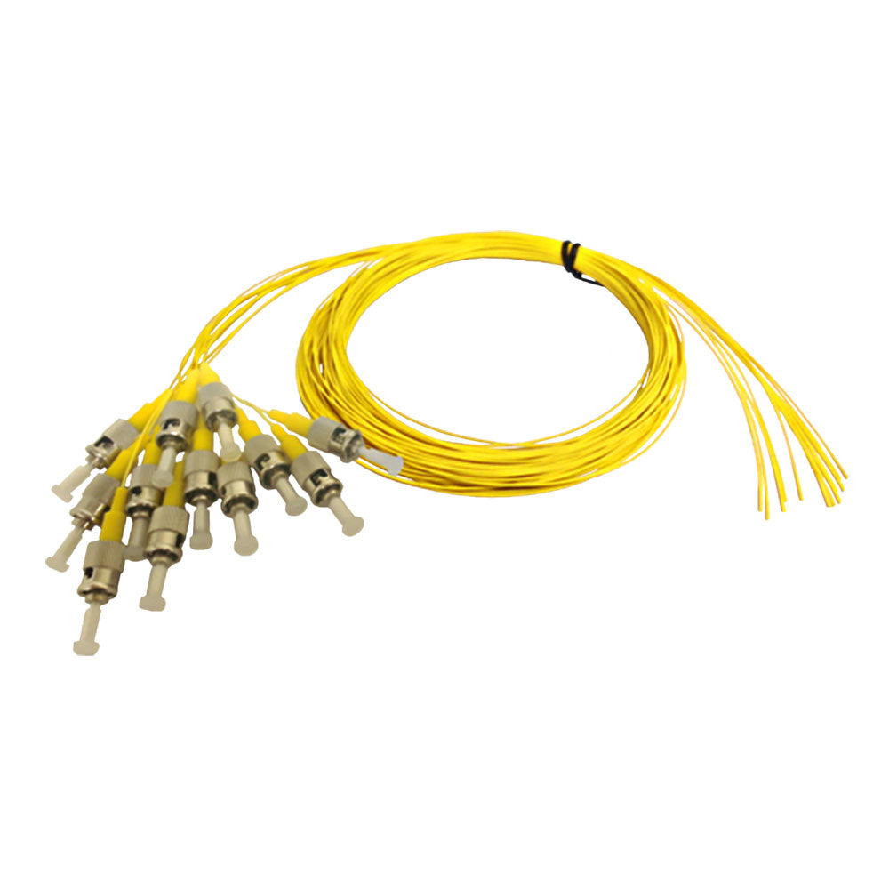 3m ST/UPC 12-Fiber OS2 Singlemode Simplex 9 micron - 900um Pigtail - Yellow