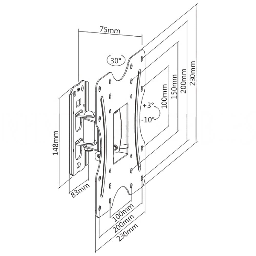 Swivel & Tilt Mount Wall Mount LCD Bracket - Fits Sizes 23-43 inches - Maximum VESA 200x200