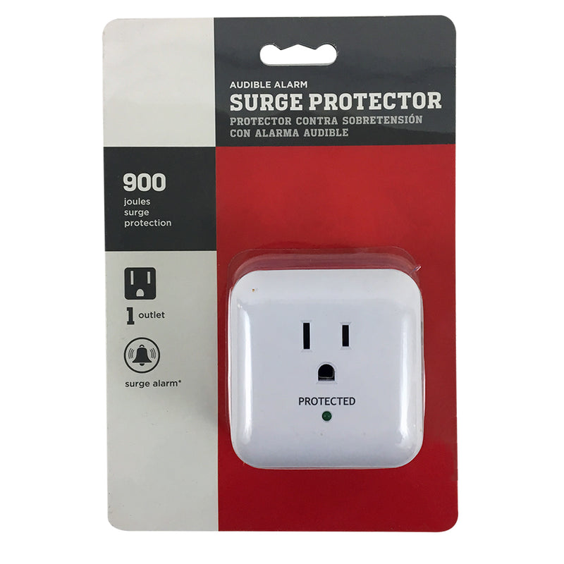 1 Outlet Power Tap 900J Surge Protection - White