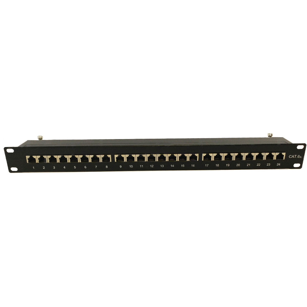 24-Port CAT6A Shielded Patch Panel, 19" Rackmount