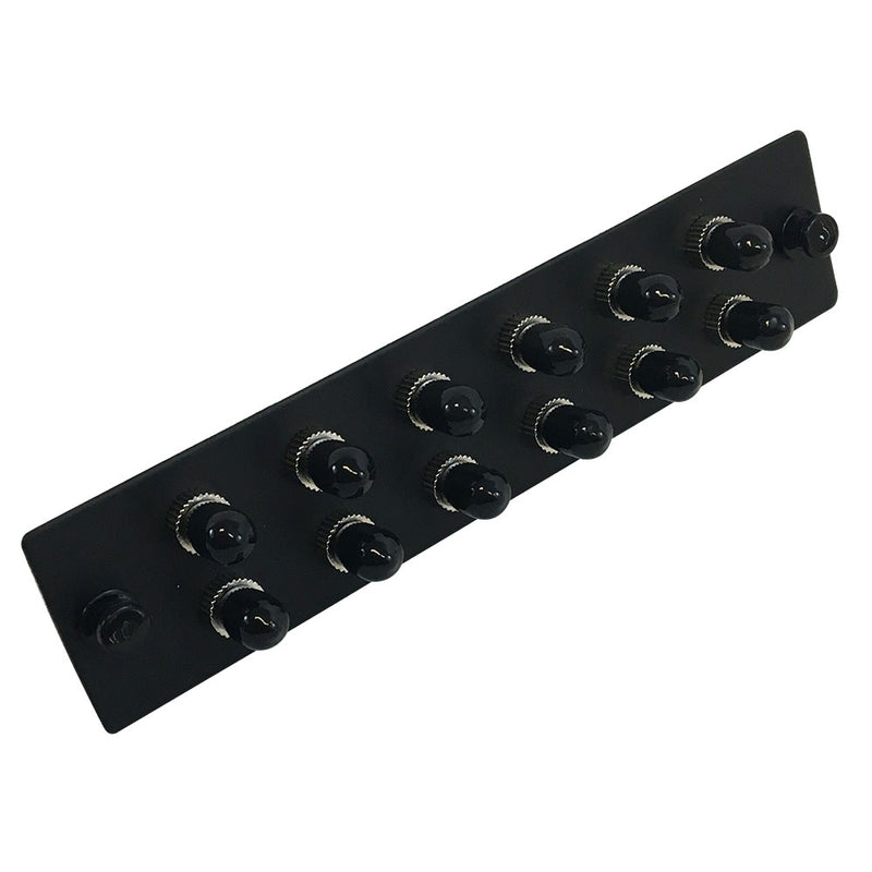 Loaded Adapter Panel with 12x Simplex ST/UPC SM/MM - Black