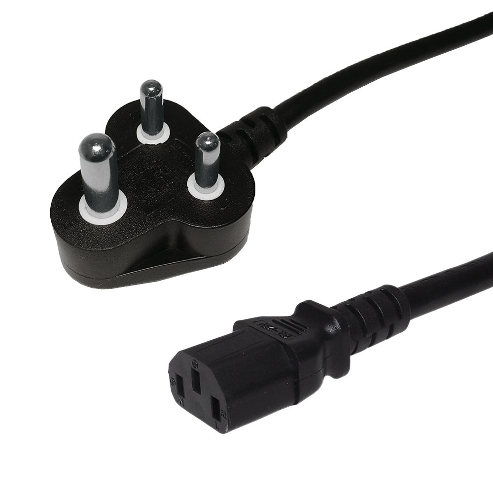 BS546 (India) to IEC C13 - YY 1.0 (10A 250V)Power Cord