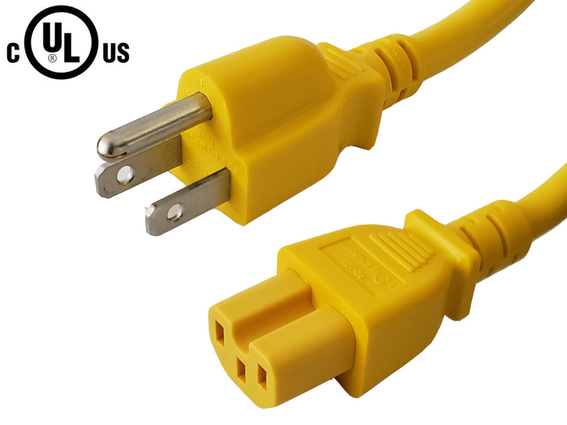 NEMA 5-15P to IEC C15 Power Cable - SJT