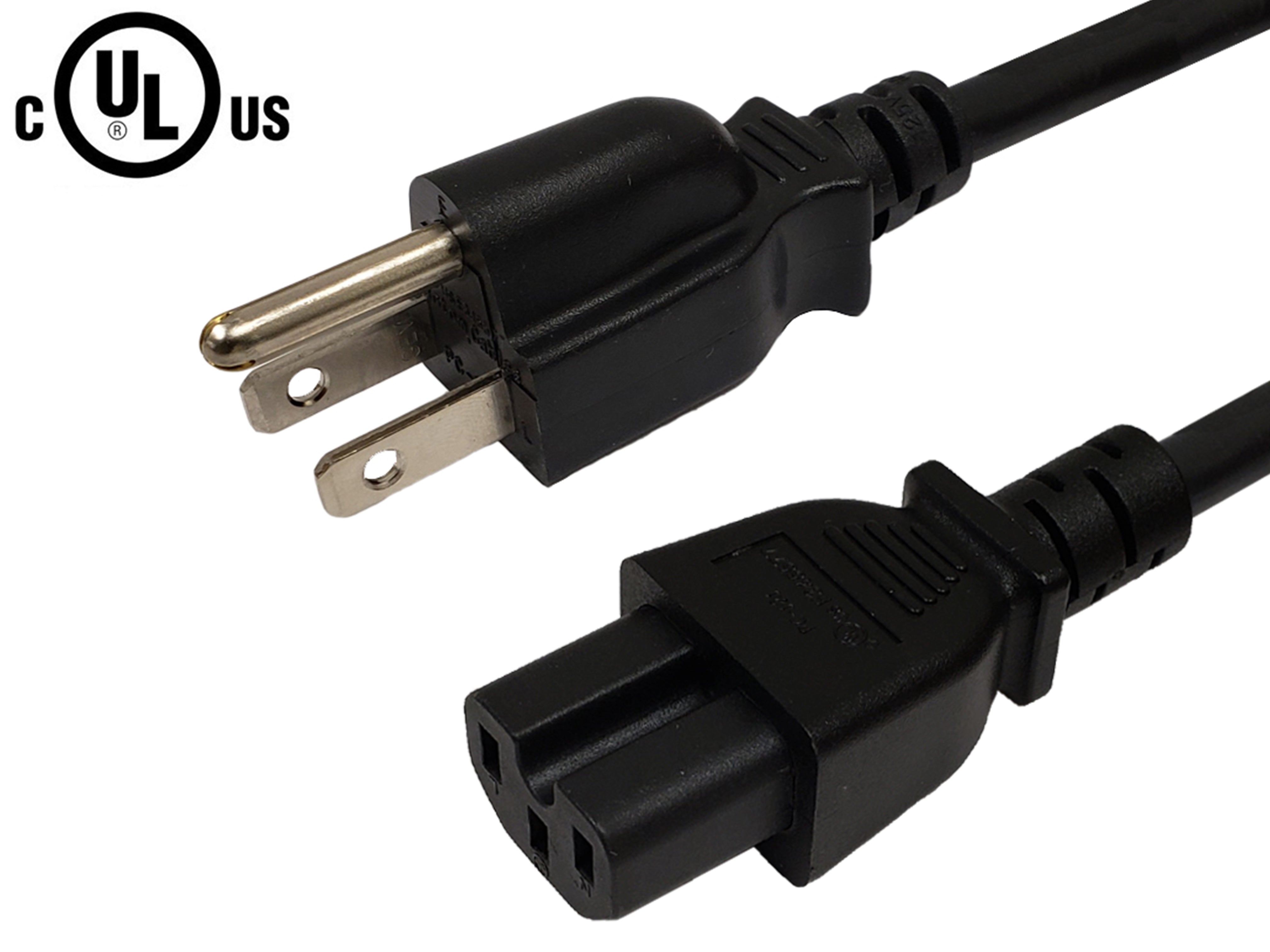 NEMA 5-15P to IEC C15 Power Cable - SJT Jacket