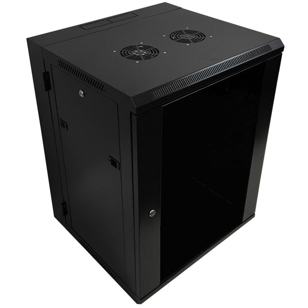 Wall Mount Swing-Out Cabinet 15U x 18.5 inch Usable Depth - Black