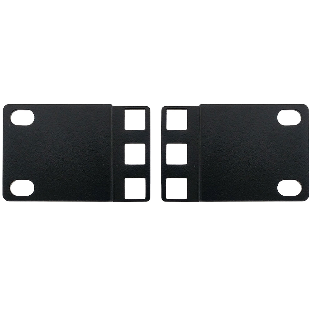 1U 23 inches to 19 inches Reducer Panel Adapter, Square Hole - Black (Pair)