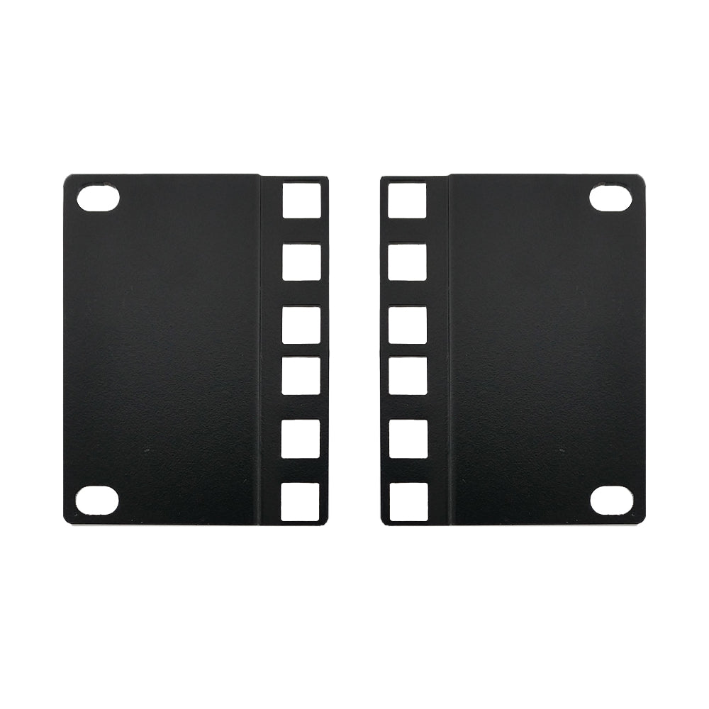 2U 23 inches to 19 inches Reducer Panel Adapter, Square Hole - Black (Pair)