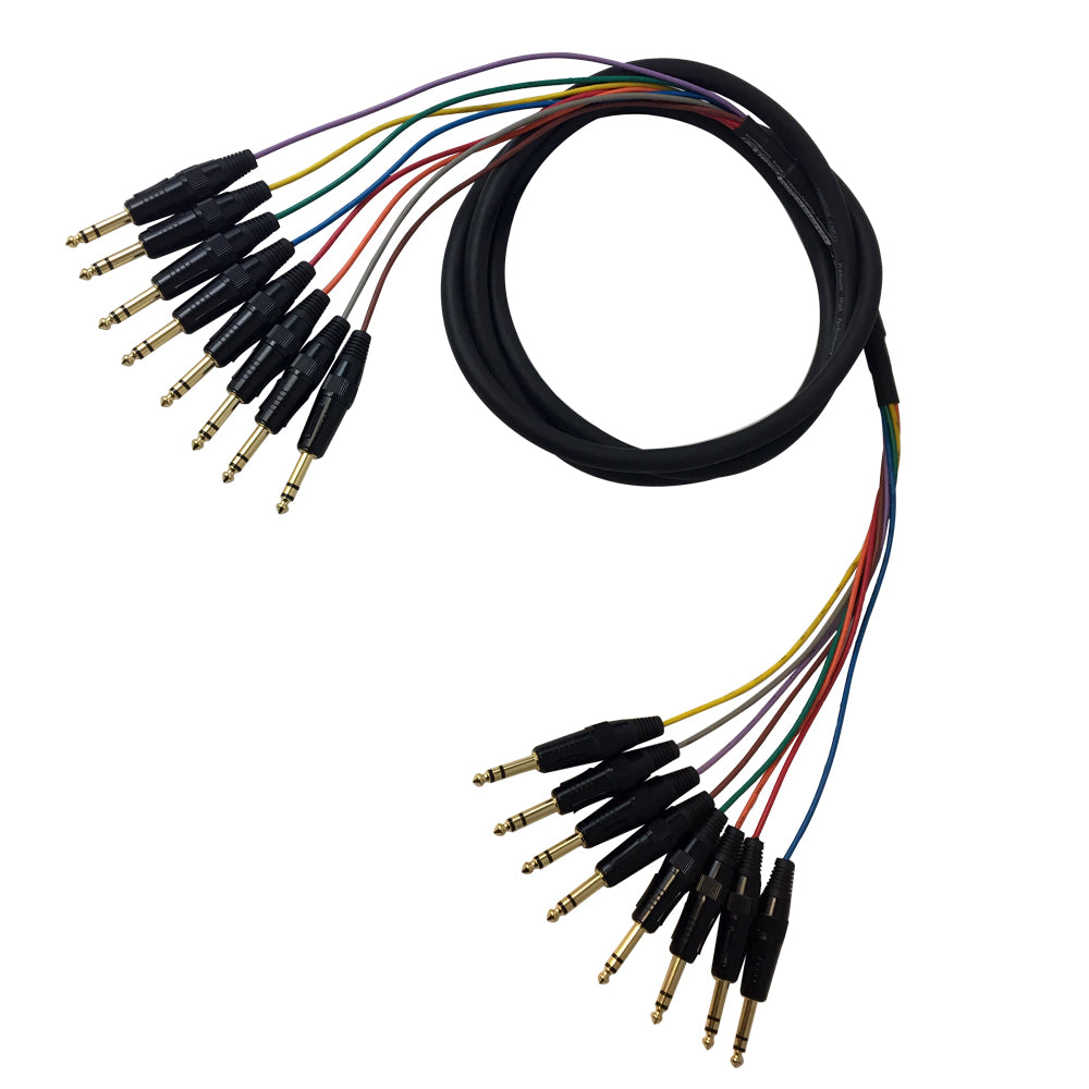 Premium Phantom Cables TRS Male to TRS Male Balanced Analog 8-Channel