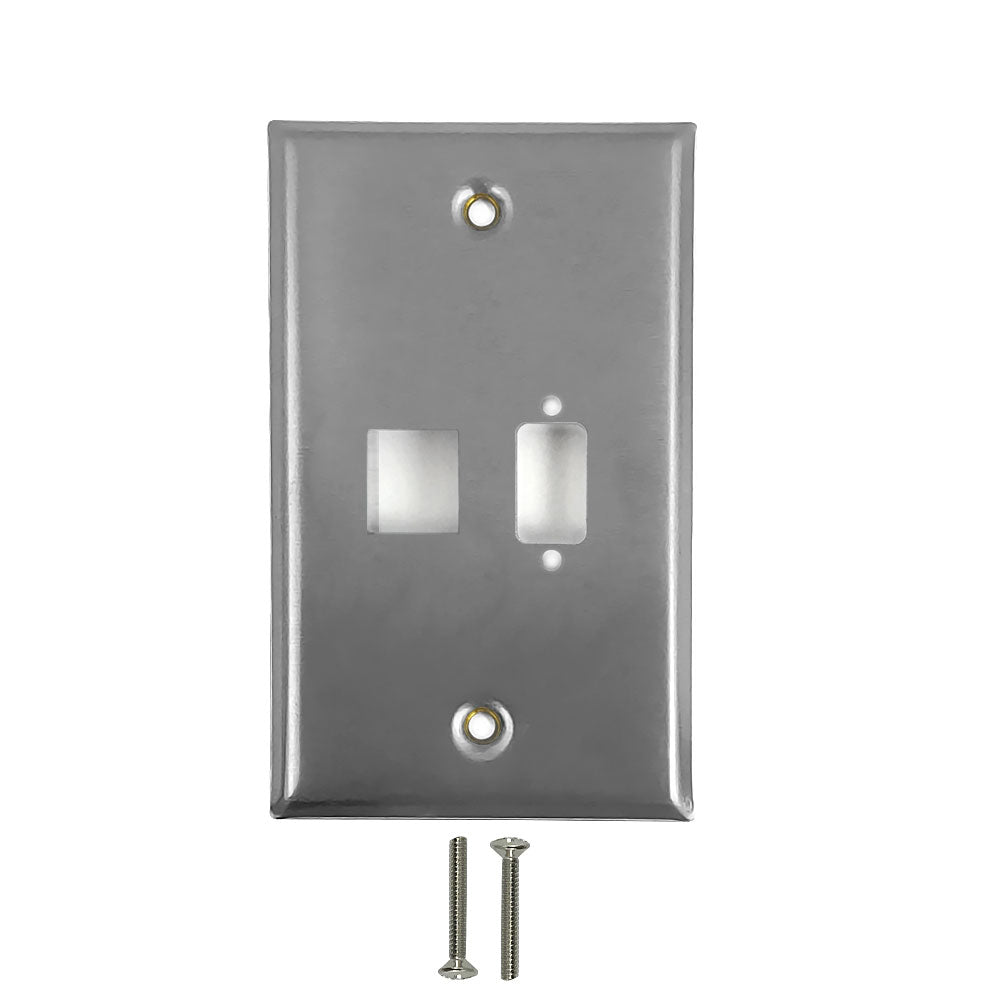 Single Gang - 1x ICDB - 1x Keystone - Stainless Steel Wall Plate