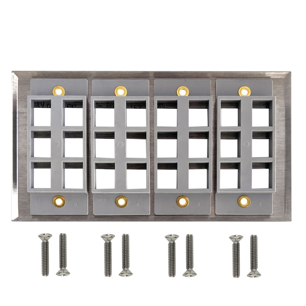 Four Gang - 24x Keystone - Stainless Steel Wall Plate