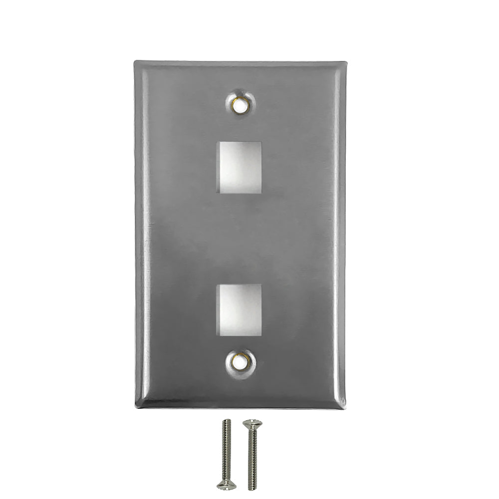 Single Gang - 2x Keystone - Stainless Steel Wall Plate