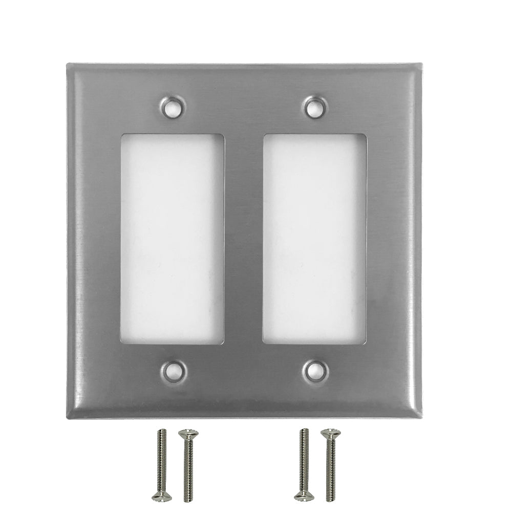 Decora Double Gang Wall Plate Stainless Steel