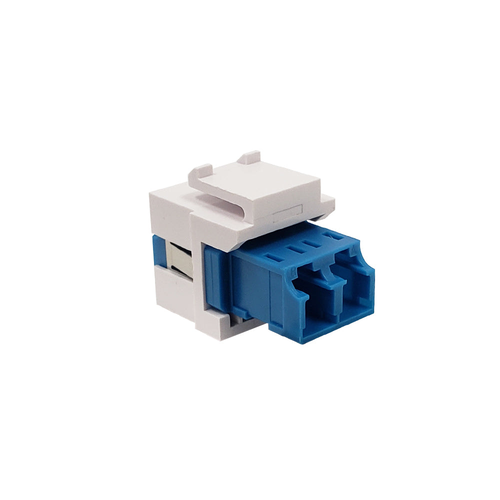 LC/LC Keystone Wall Plate Insert White- Singlemode UPC Duplex - Blue