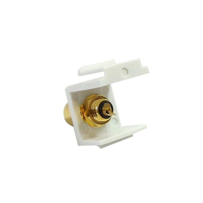 RCA Solder to Female Keystone Wall Plate Insert White, Gold Plated - Black