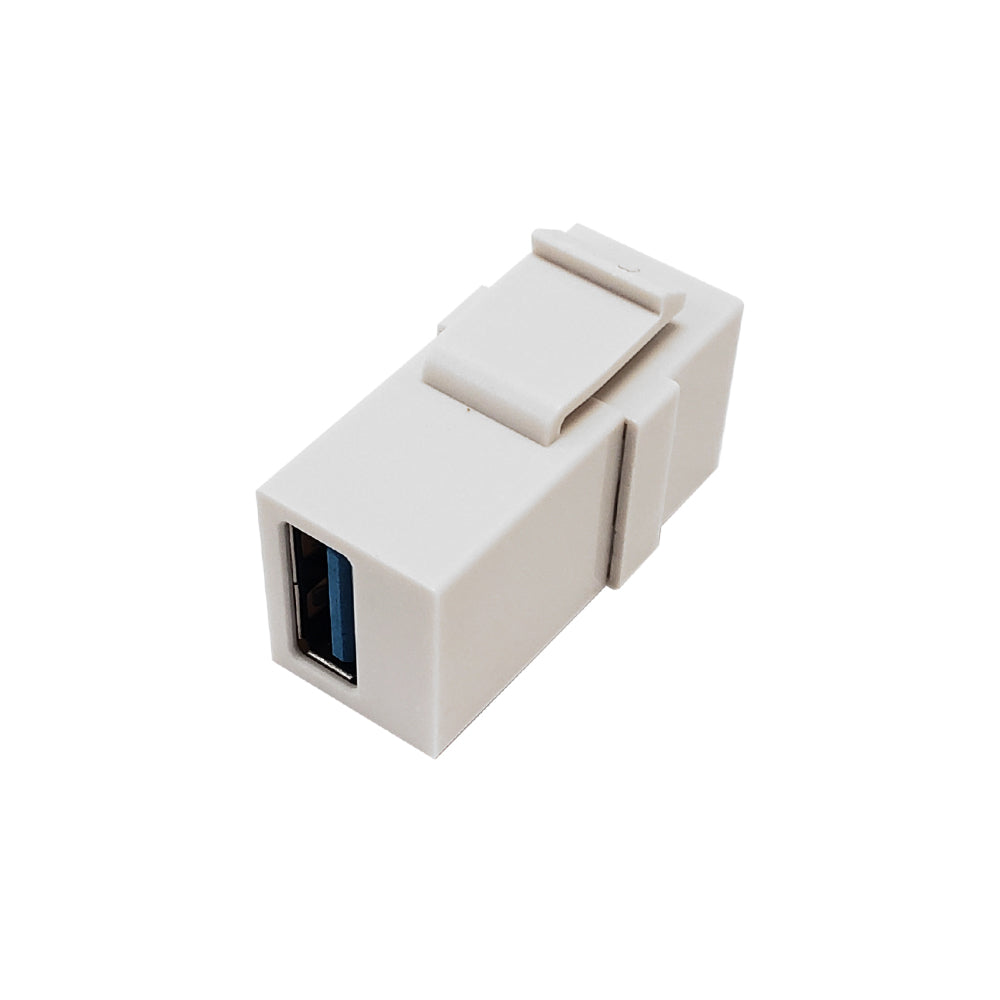 USB 3.0 A/A Keystone Wall Plate Insert - White