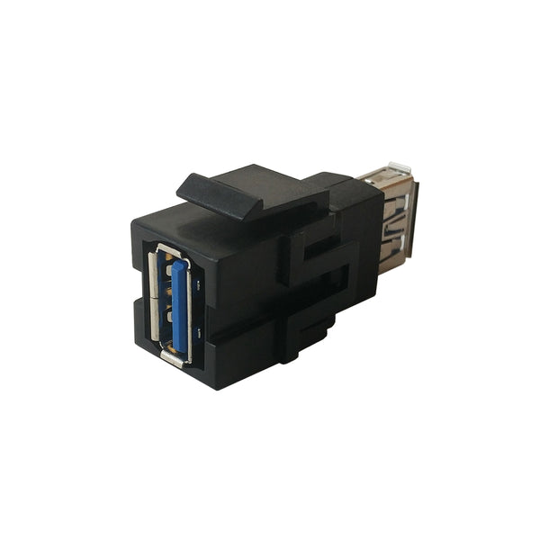 USB A/A Keystone Wall Plate Insert 3.0 - Black