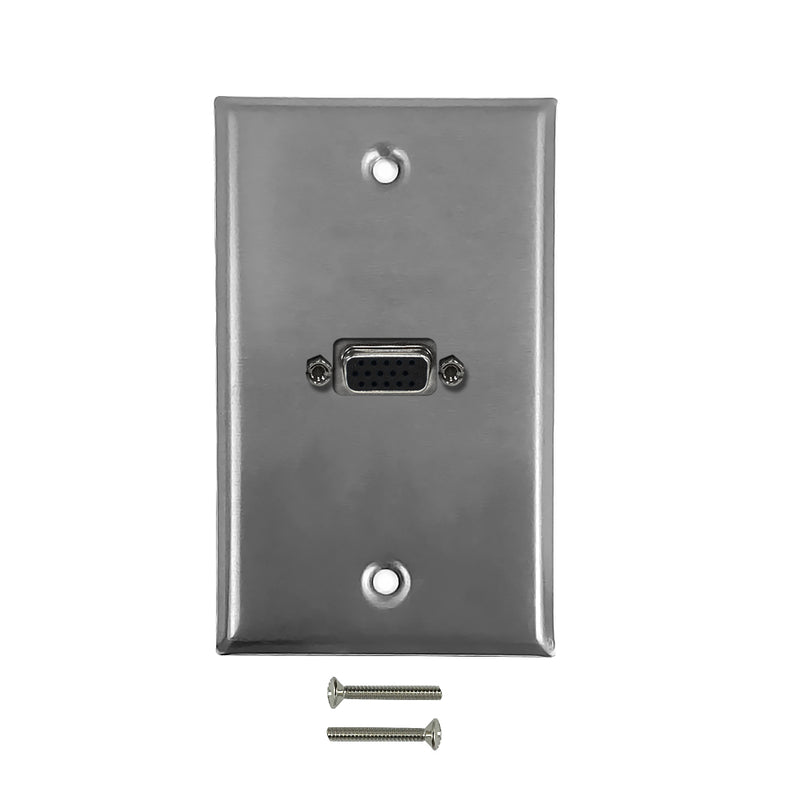 1-Port VGA Wall Plate Kit - Stainless Steel