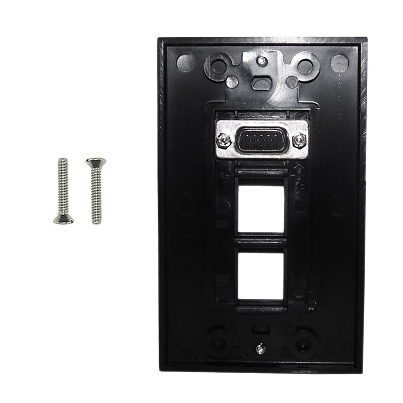 1-Port VGA Wall Plate Kit Decora Black with 2x Keystone Hole