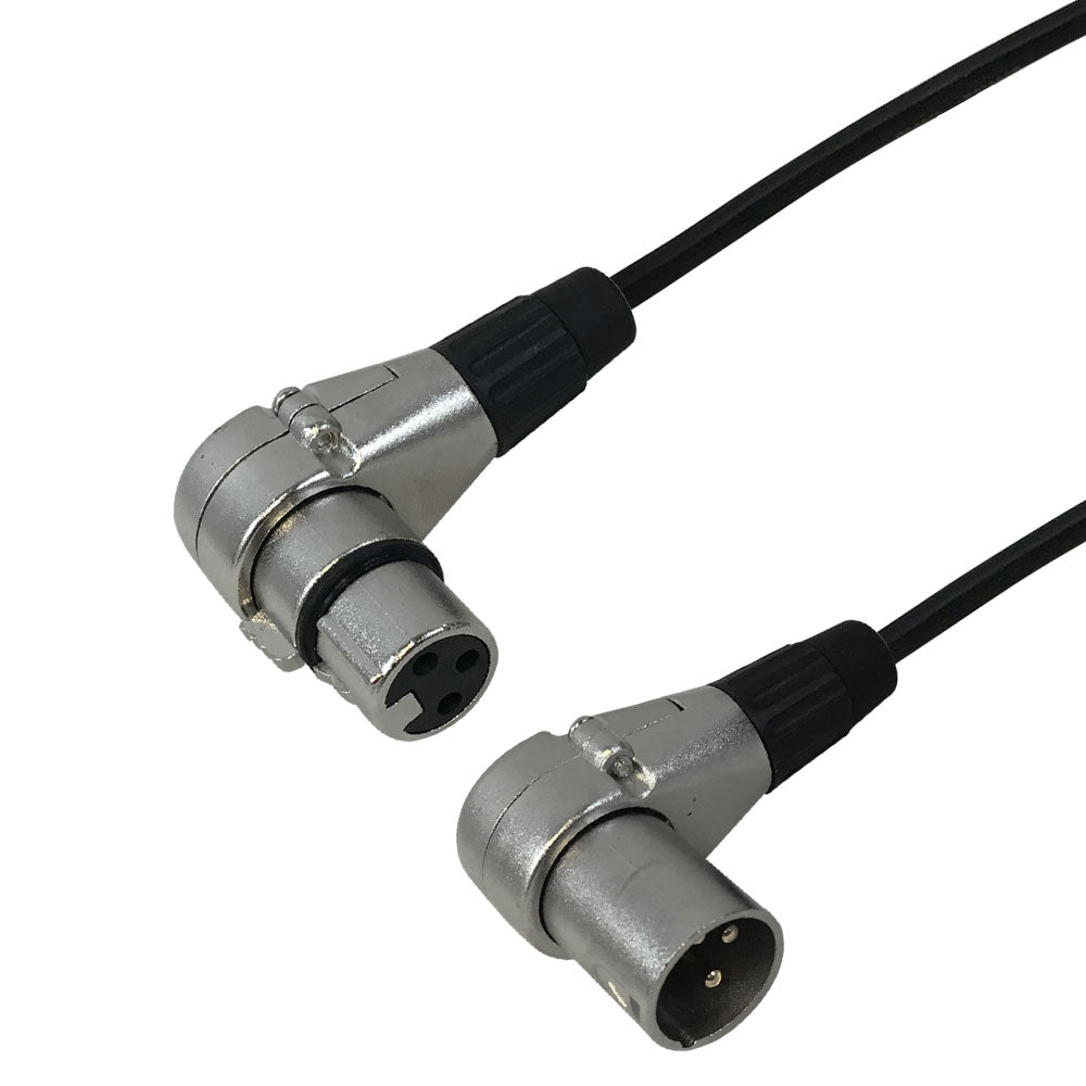 Câble XLR Court 90° Angle Droit 30cm - Mâle à Femelle Symétrique Pour Micro Et Mixage
