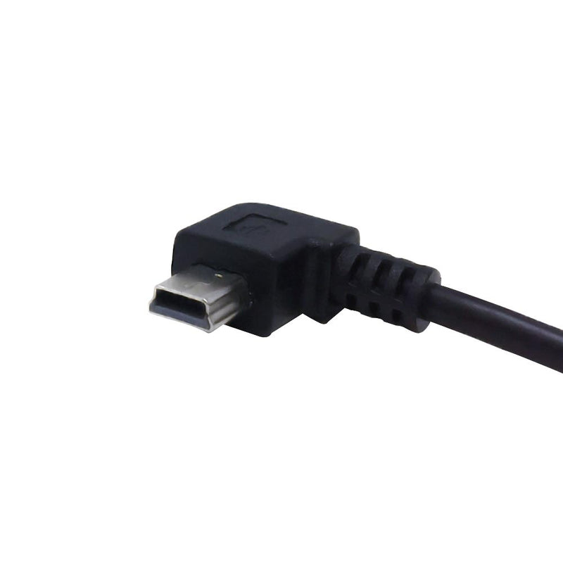 USB 2.0 A Straight Male to Mini-B 5-Pin Right Angle Cable - Black
