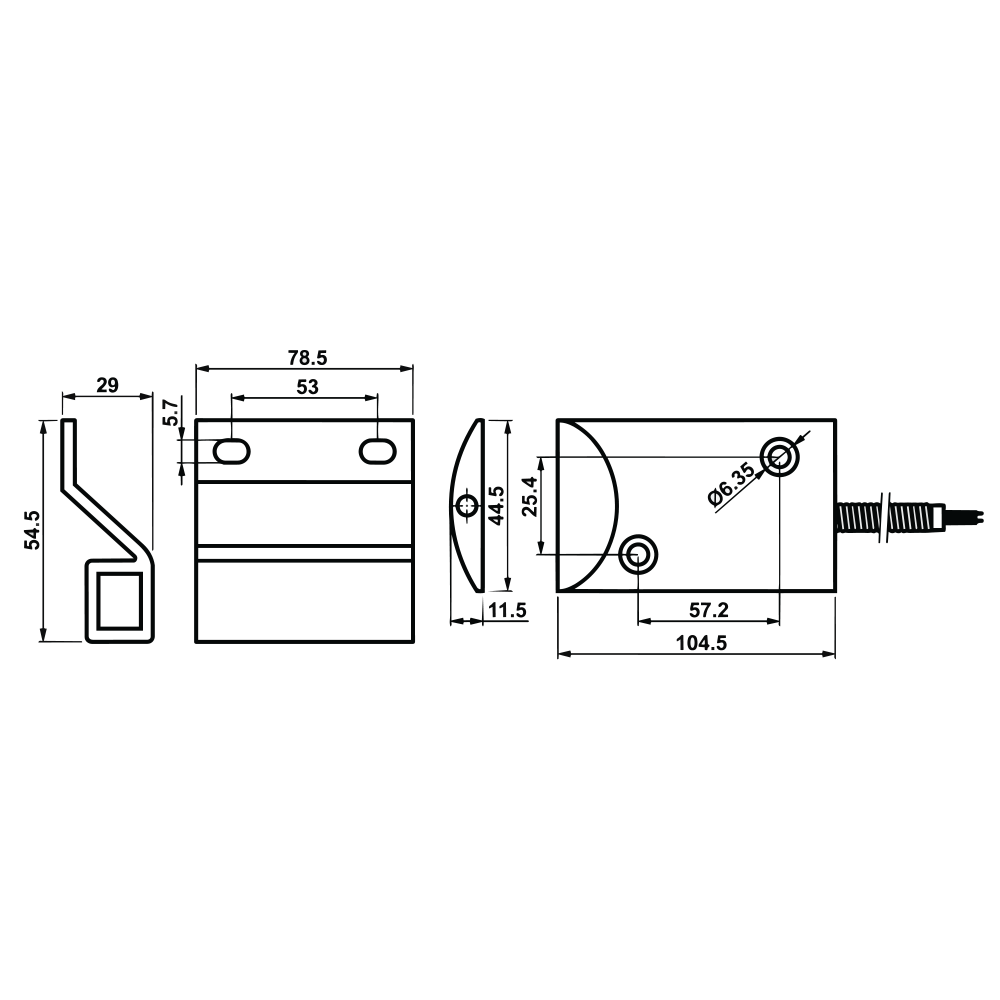 Armored Overhead Magnetic Contact Sensor with Z Bracket for Alarm Systems - SPDT