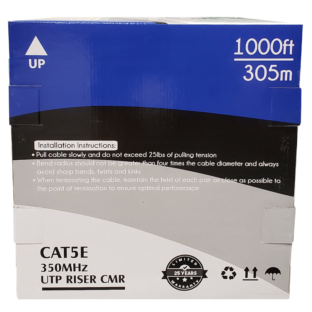 Cmr Riser Cable 4 Pair CAT5E Solid U/UTP 350Mhz 24AWG CMR Riser Bulk Cable