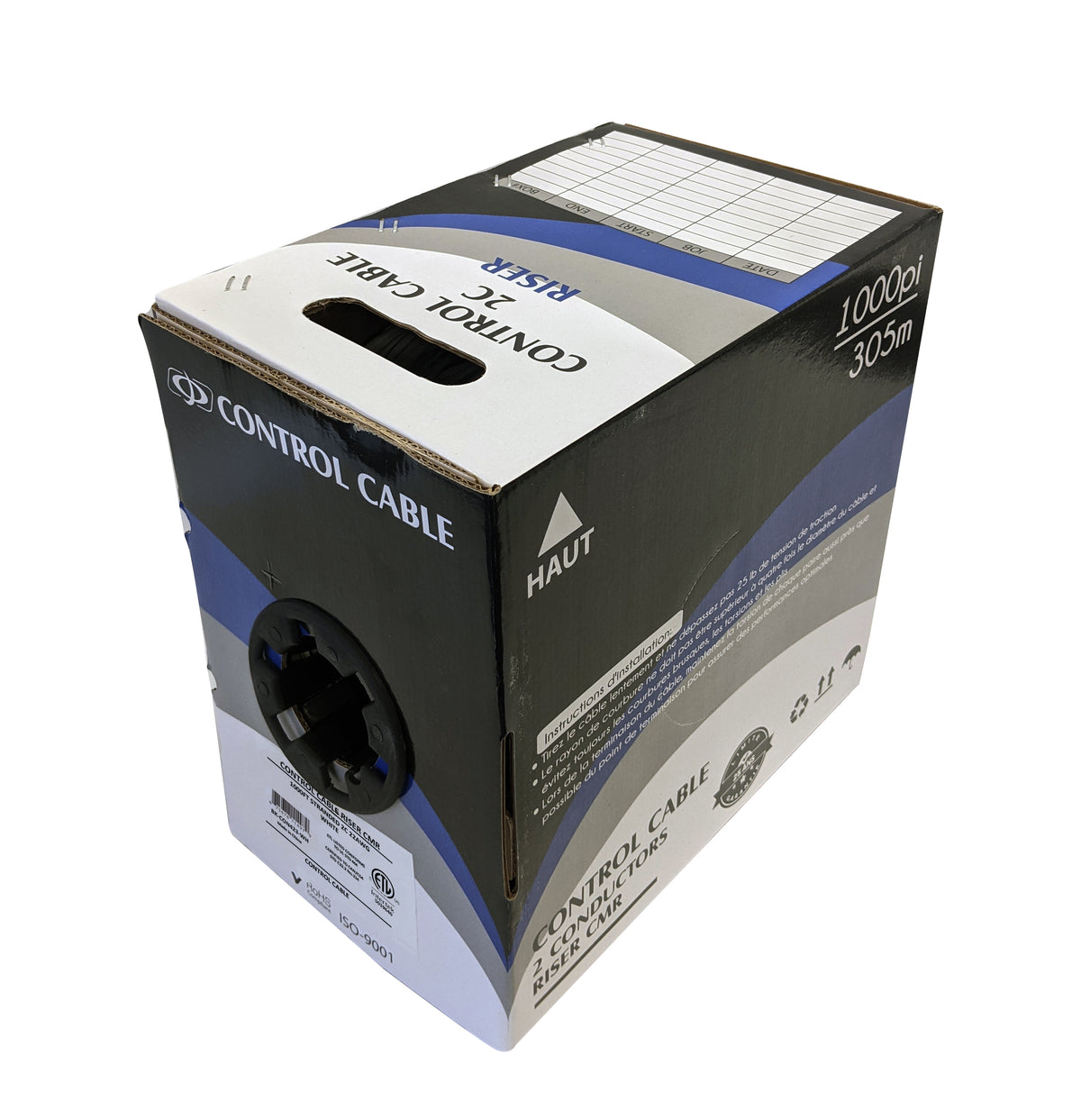 1000ft 2C 22AWG Stranded Control Cable - CMR - White