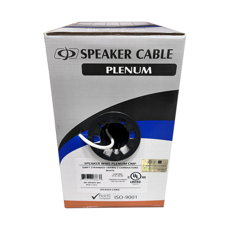 500ft 2C 14AWG Stranded Plenum Bulk Speaker Cable CMP
