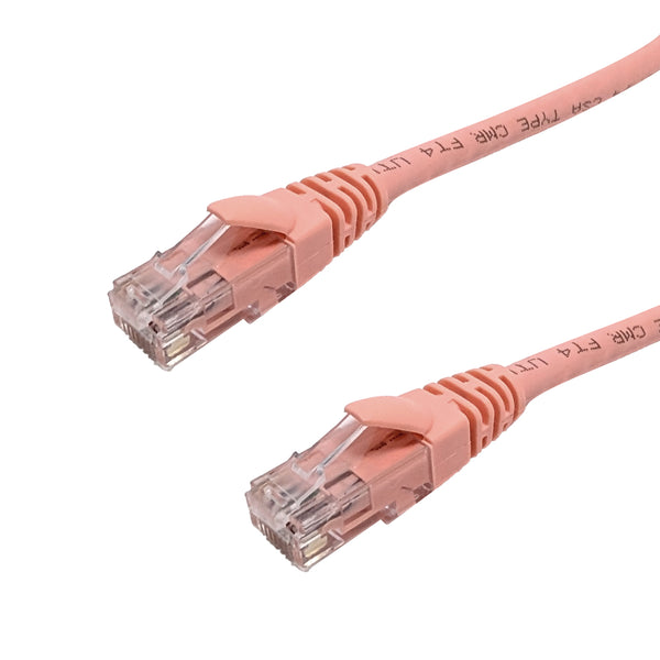 RJ45 CAT6 UTP Molded Patch Cable - CMR Riser Rated - Pink
