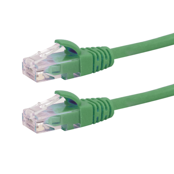 RJ45 Cat6a UTP 10GB Molded Patch Cable - Premium Fluke® Patch Cable Certified - CMR Riser Rated - Green