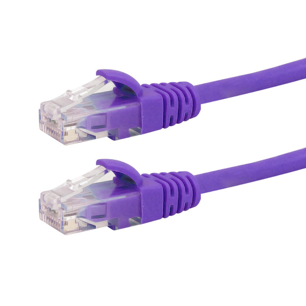 RJ45 Cat6a UTP 10GB Molded Patch Cable - Premium Fluke® Patch Cable Certified - CMR Riser Rated - Purple