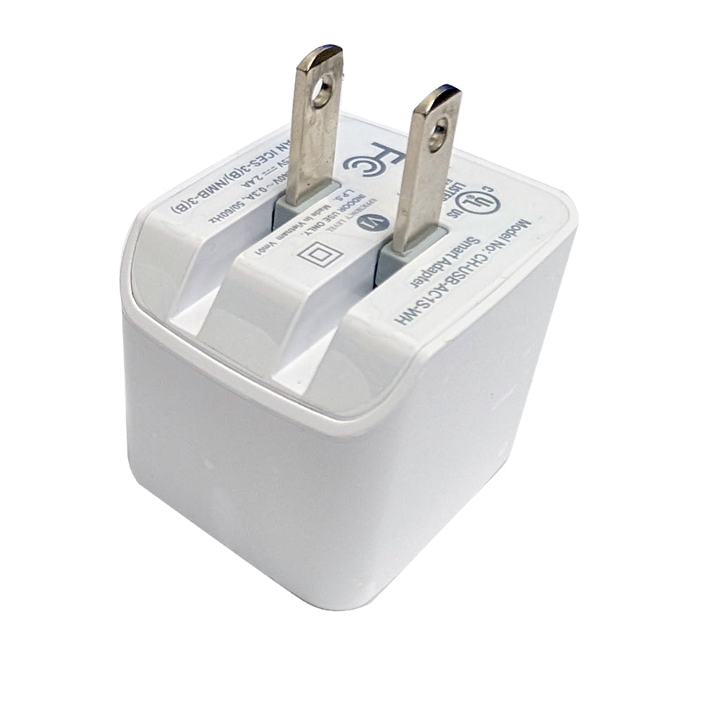USB A female to AC (110V) SMART IQ Wall Charger - WHITE (5V/2.4A)