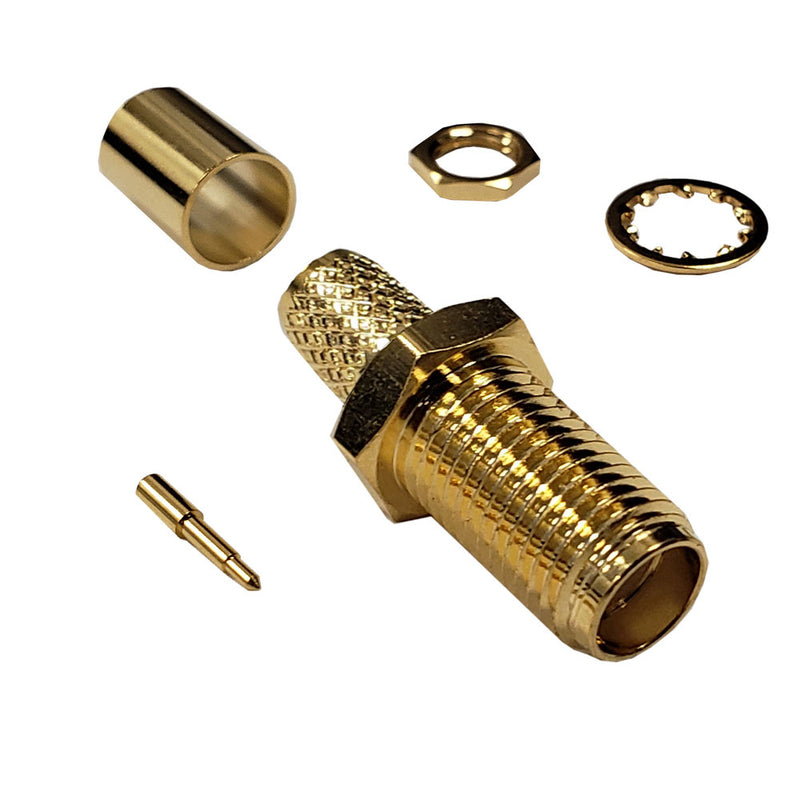 SMA Reverse Polarity Female Bulkhead Crimp Connector for LMR-195 50 Oh