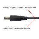 DC Power Connector Male 2.1mm x 5.5mm (8 inch Pigtail, 22AWG)